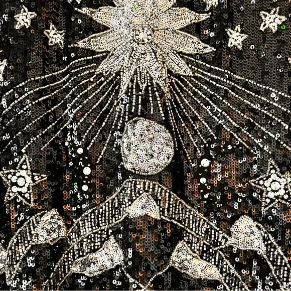 All Saints Noushka black and silver sequins mini dress size 6 - Picture 5 of 11